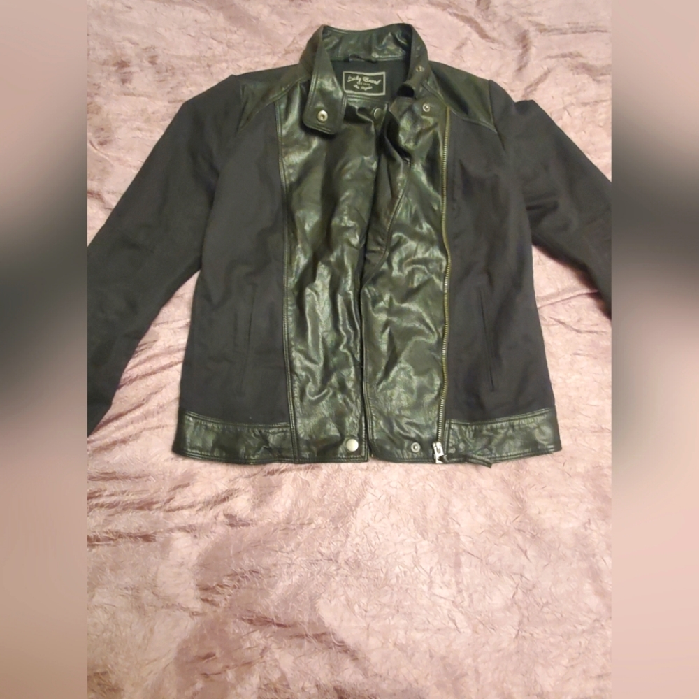 Faux leather and canvas jacket